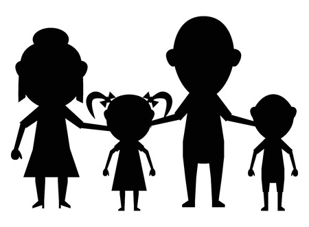 dolls family together black icon vectorのイラスト素材