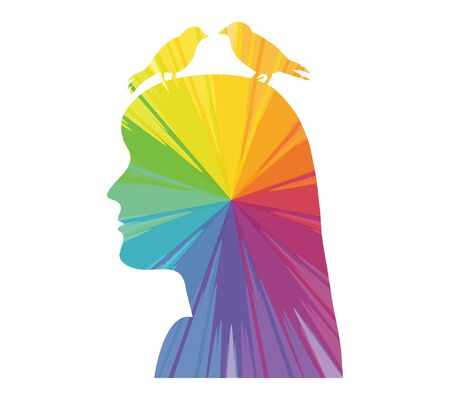 birds in the head multicolored abstract iconのイラスト素材