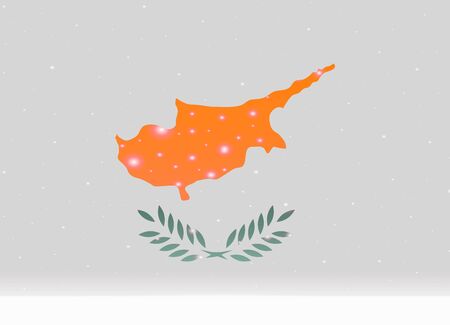 cyprus flag on christmas backgroundのイラスト素材
