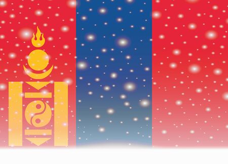 Mongolia flag on christmas backgroundのイラスト素材