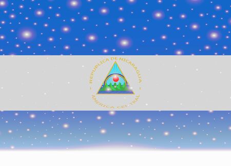 Nicaragua flag on christmas backgroundのイラスト素材