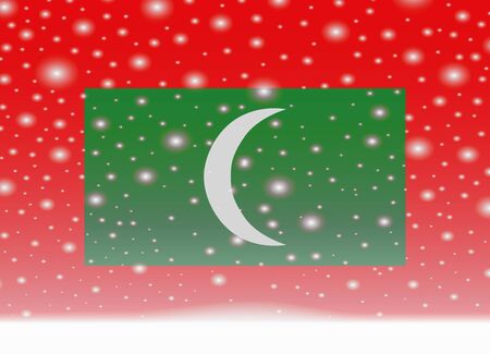 Maldives flag on christmas backgroundのイラスト素材