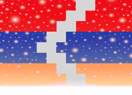 Nagorno Karabakh flag on christmas backgroundのイラスト素材