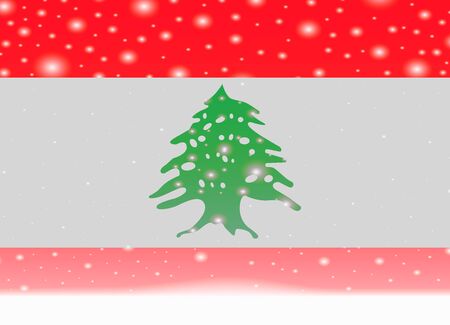 Lebanon flag on christmas backgroundのイラスト素材