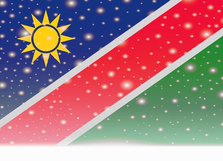 Namibia flag on christmas backgroundのイラスト素材