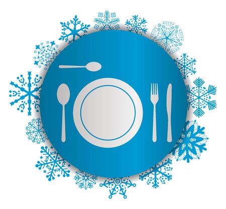 Cutlery and plate Christmas icon.のイラスト素材
