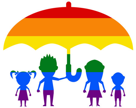 dolls family protected LGBT flag. gay, lesbian, bisexual and transgender icon vectorのイラスト素材
