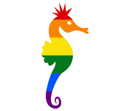seahorse LGBT flag. gay, lesbian, bisexual and transgender icon vectorのイラスト素材
