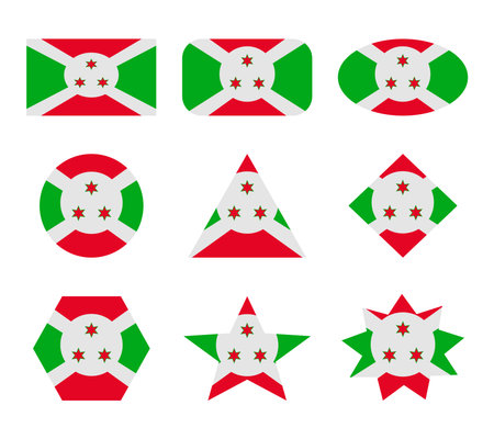 burundi set of flags with geometric shapesのイラスト素材