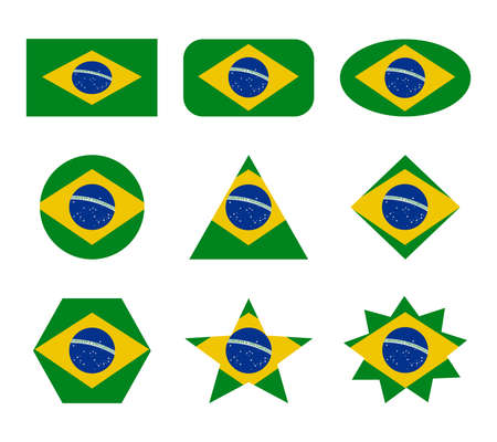 brazil set of flags with geometric shapesのイラスト素材