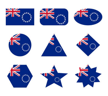 cook islands set of flags with geometric shapesのイラスト素材