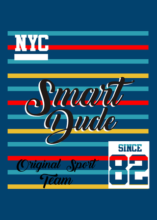 new york smart dude, t-shirt print poster vector illustrationのイラスト素材