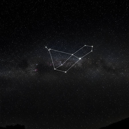 Zodiac sign Aries in the night starry sky. 3D renderingの素材