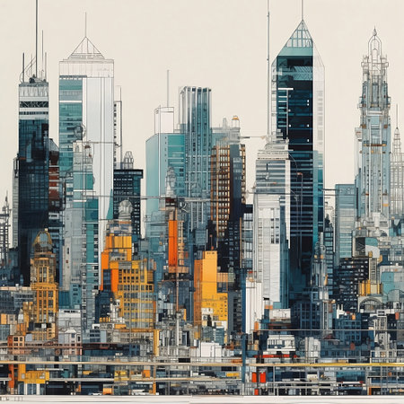Illustration of New York City Skyline with Skyscrapersの素材