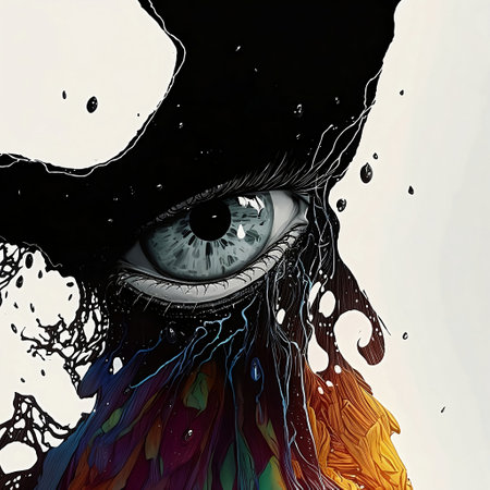 Abstract illustration of a woman's eye with a paint splatter.の素材