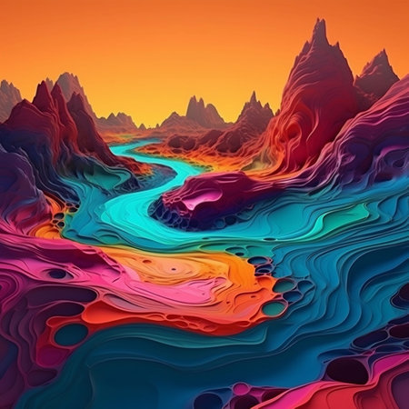 Colorful abstract background with vibrant colors. Computer generated graphics. 3d renderの素材