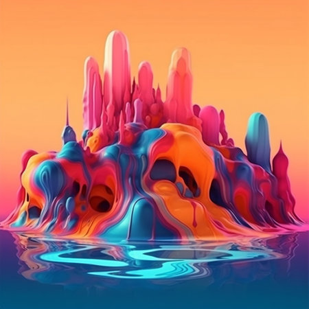 Colorful abstract background. 3d rendering, 3d illustration.の素材
