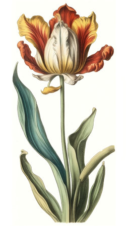 Tulip. Hand drawn botanical illustration. Isolated on white background.の素材