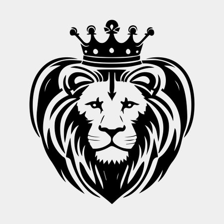 Head of a lion with a crown vector logoのイラスト素材