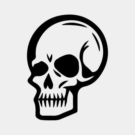 Black and white human skull tattoo designのイラスト素材