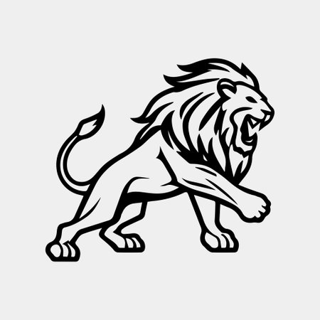 simple black jump high lion , running logo symbol design illustrationのイラスト素材