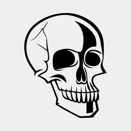 Black and white human skull tattoo designのイラスト素材