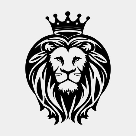 Head of a lion with a crown vector logoのイラスト素材