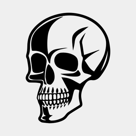 Black and white human skull tattoo designのイラスト素材