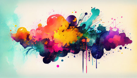 Colorful watercolor paint splashes on white background. Vector illustration.の素材