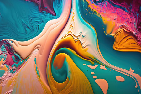 Abstract colorful background. Oil paint mixing in water. 3d renderingの素材