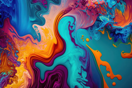 abstract background of paint in blue, orange and purple colors.の素材