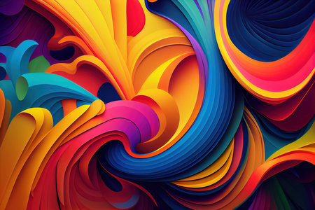 abstract colorful background with curved lines. 3d vector illustration.の素材