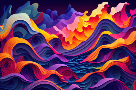 Abstract background with colorful wavy lines. Vector illustration for your designの素材