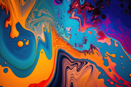 Traditional Ottoman Turkish marbling art patterns as abstract colorful background (close-up shot)の素材