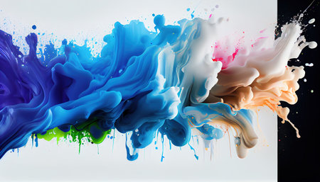 Colorful paint splashes isolated on white background. 3d renderの素材