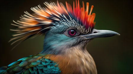 Portrait of a beautiful turquoise-crested birdの素材