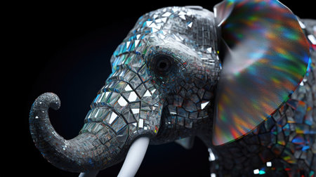 Elephant in the dark. 3D illustration. 3d rendering.の素材