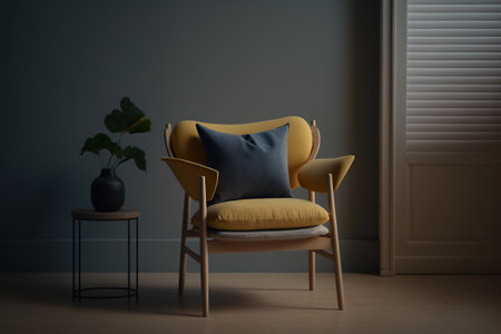 Comfortable armchair with pillows in room, 3d renderの素材