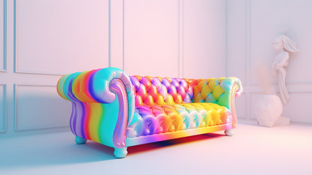 3d rendering of a sofa in a room with a white wallの素材