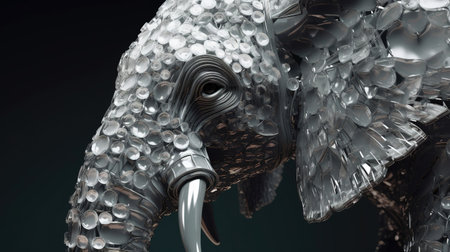 Elephant made of metal. 3d illustration. 3d renderingの素材