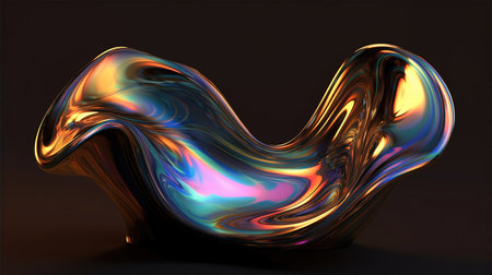 3d rendering of abstract wavy liquid background. Art design for web, site, advertising, banner, poster, board and print.の素材