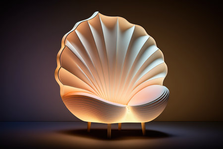 Illustration of an abstract background with an armchair in the form of a shellの素材