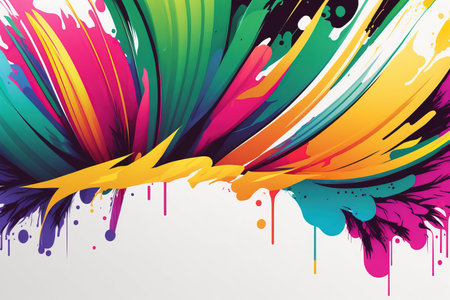 Abstract colorful background with paint splashes and lines. Vector illustration.の素材