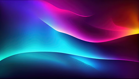 Abstract background, shiny glowing waves in the dark, vector illustration.の素材