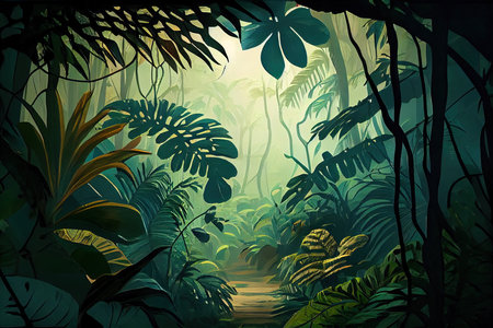 Tropical jungle background. Vector illustration for your design. EPS10の素材