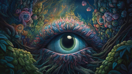 Eye of God in surreal space. Psychedelic surreal illustration.の素材