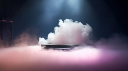 Empty stage with smoke, 3d rendering. Computer digital drawing.の素材