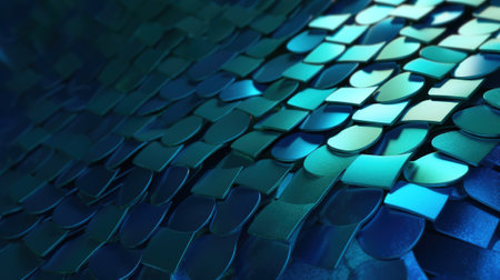 3d rendering of abstract geometric shapes in blue color. Computer generated graphics.の素材