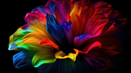 Colorful dahlia flower on black background. Close up.の素材