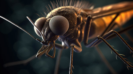3d rendering of a mosquito on a dark background. 3d illustrationの素材